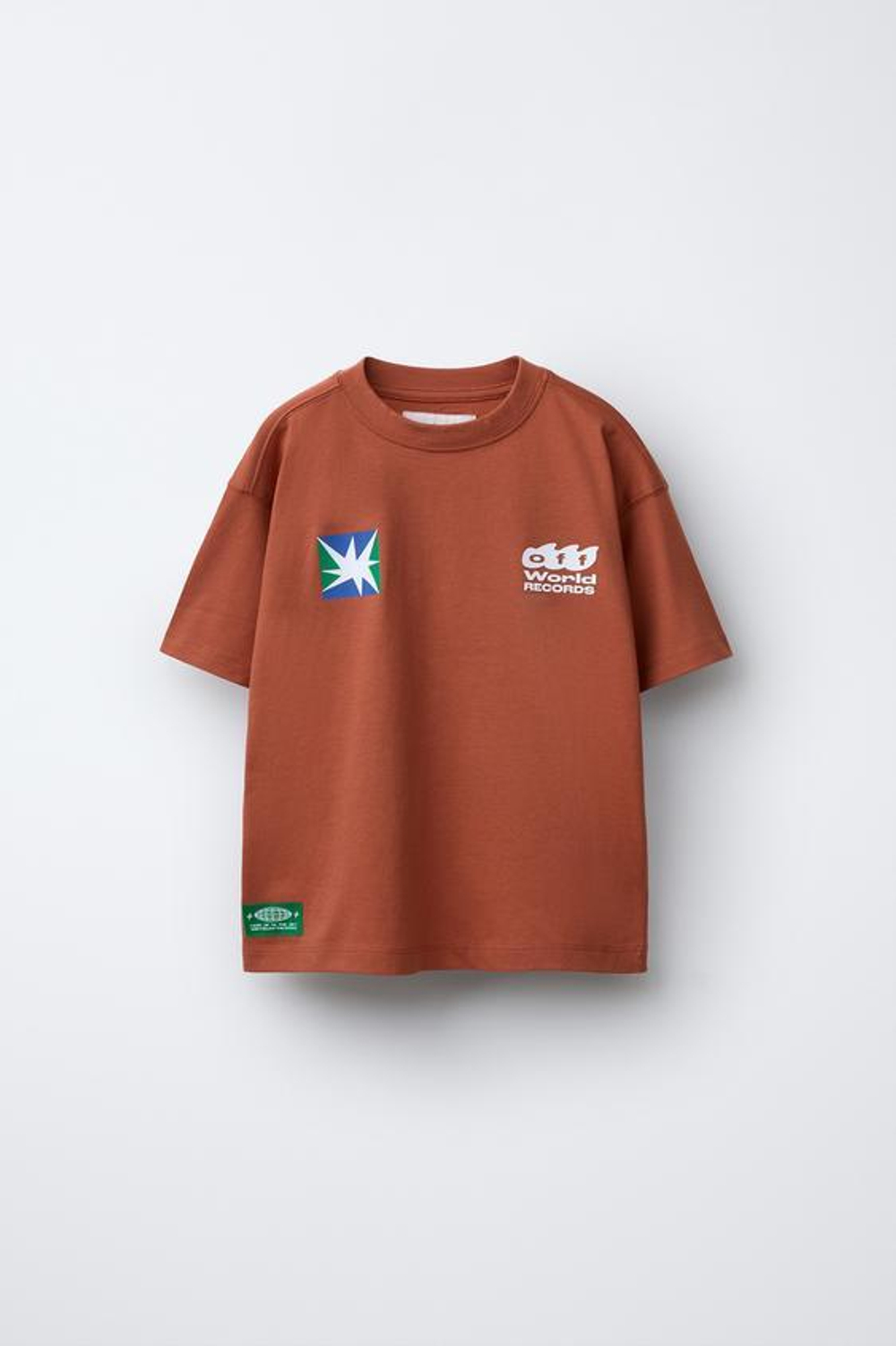 ZARA ФУТБОЛКА С НАДПИСЬЮ, ЧЕРЕПИЧНЫЙ