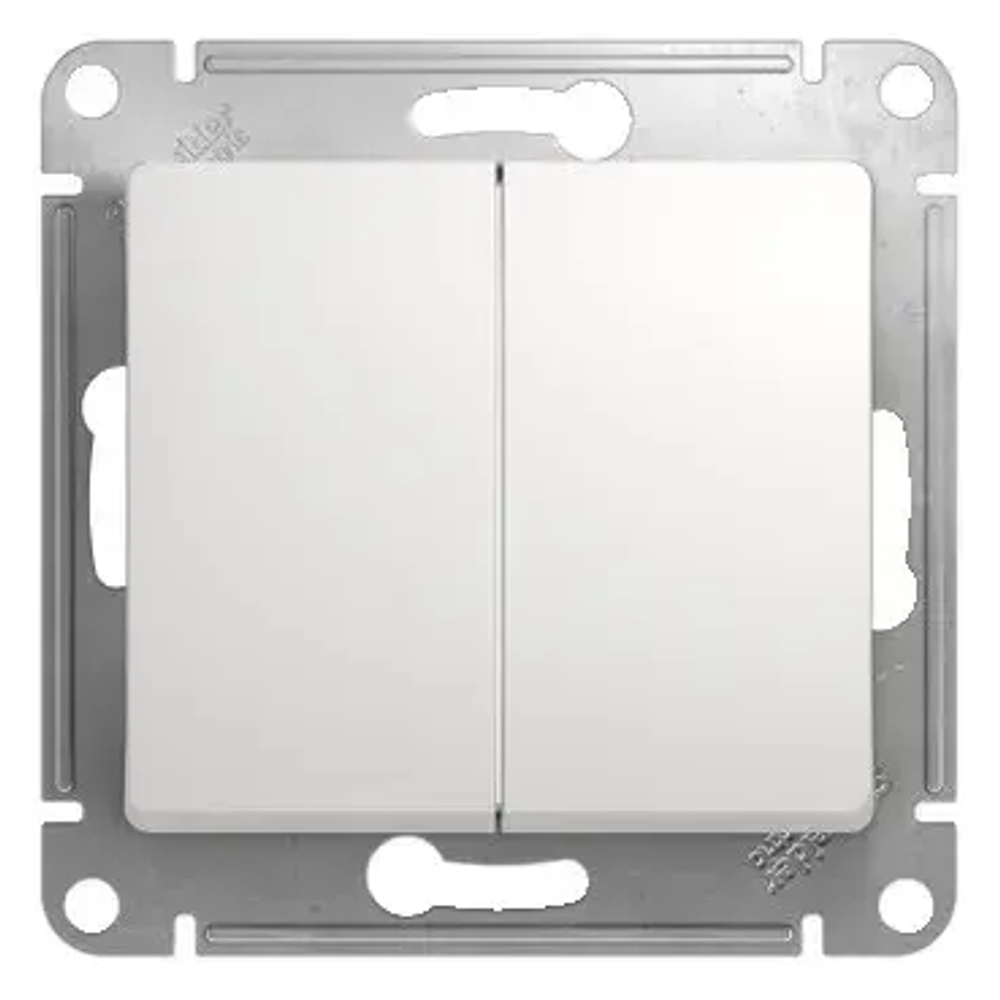 GLOSSA 2-клавишный ПЕРЕКЛЮЧАТЕЛЬ, сх.6+6, 10АХ, механизм, БЕЛЫЙ