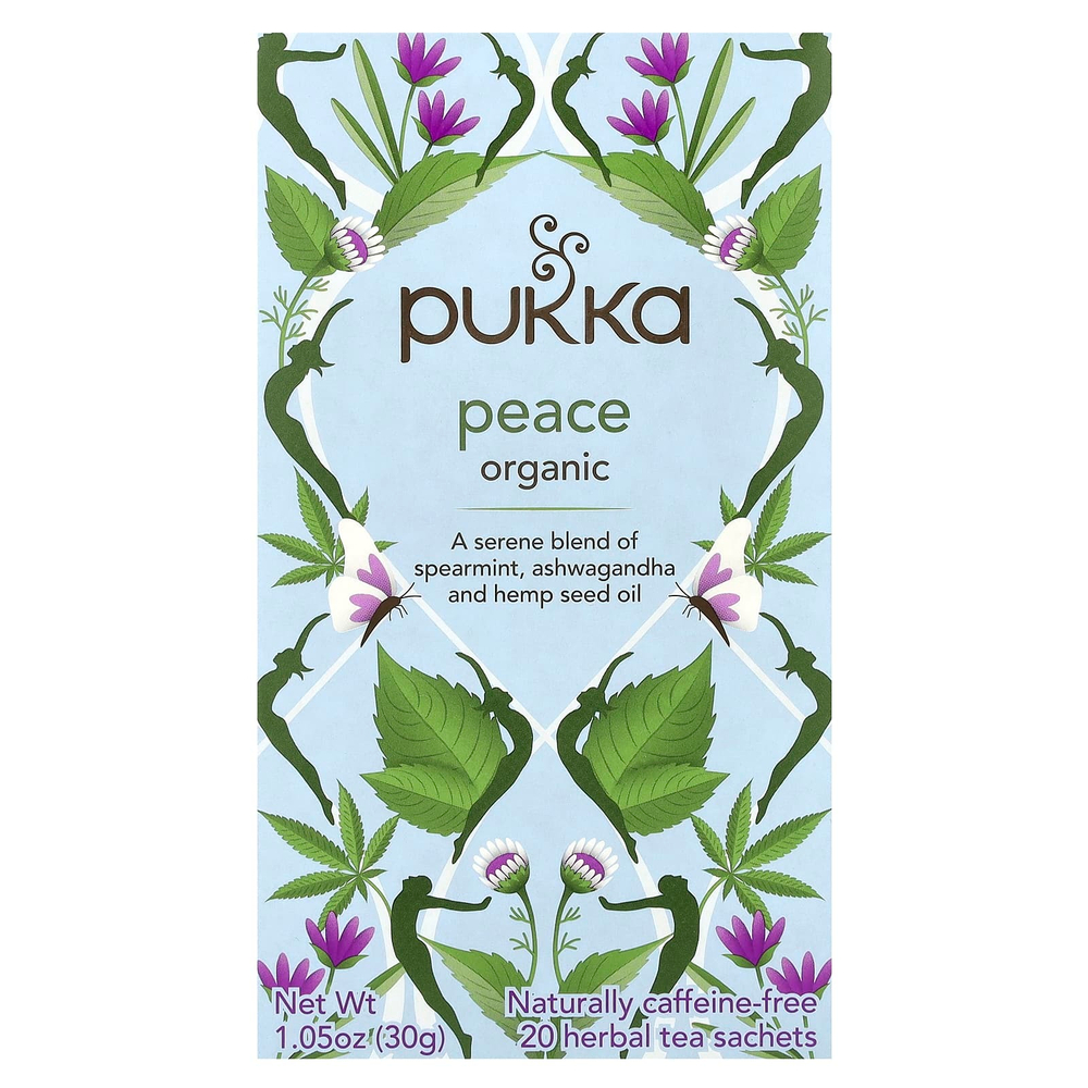 Pukka Herbs, Органический травяной чай, Peace, без кофеина, 20 чайных пакетиков, 30 г (1,05 унции)