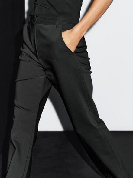 Massimo Dutti Расклешенные брюки-стрейч, черный