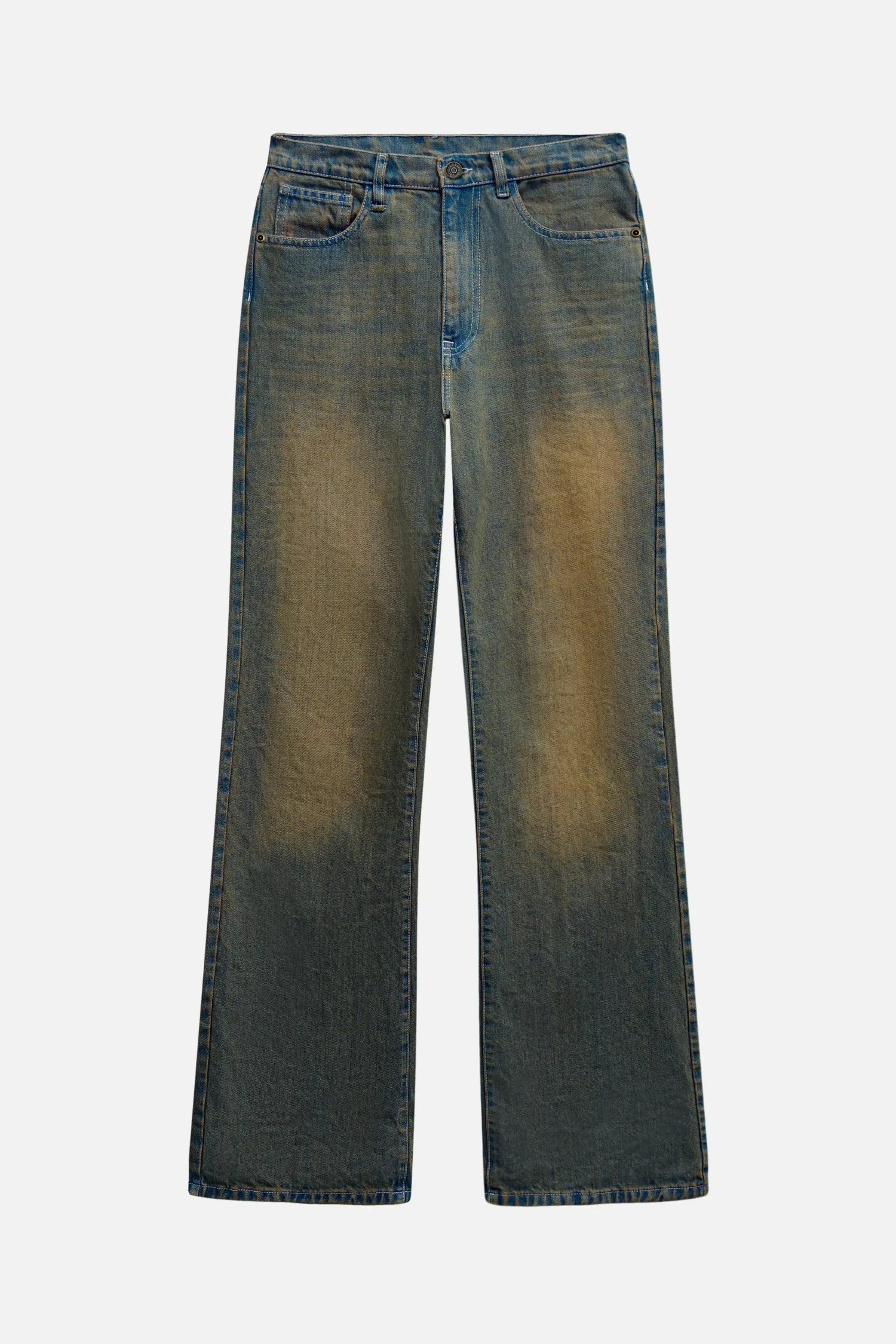 Джинсы bootcut с эффектом ржавчины