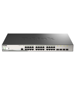 Коммутатор D-Link PROJ Managed L2 Metro Ethernet Switch 24x1000Base-T PoE, 4x1000Base-X SFP, PoE Budget 370W, Surge 6KV, CLI, RJ45 Console, Dying Gasp