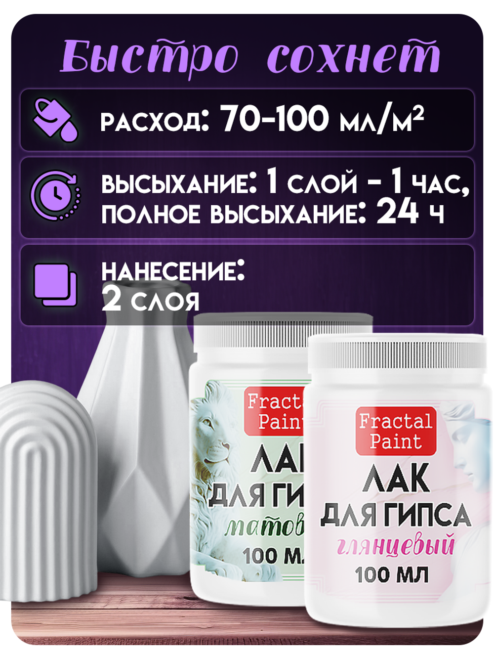 Комбо лаков для гипса (матовый+глянцевый) 2х100 мл