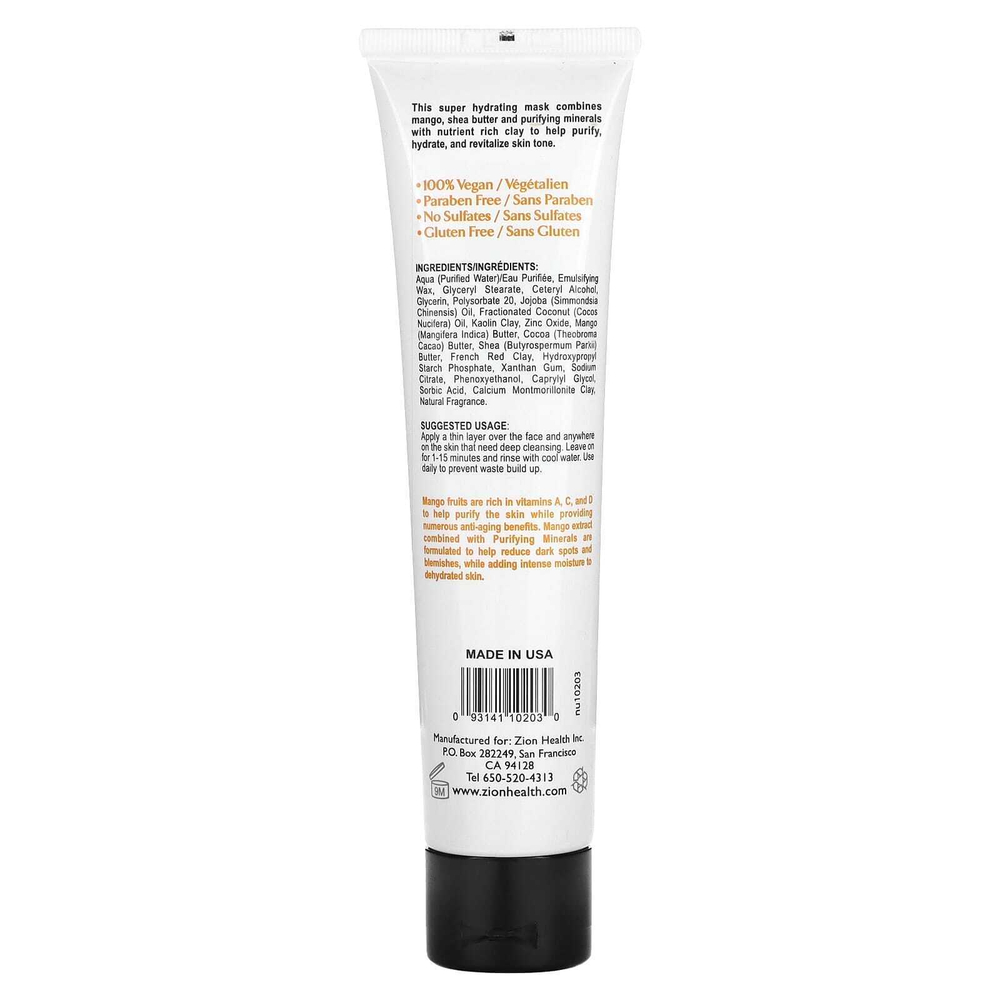 Zion Health, Claymask, манго и ши, 120 мл (4 жидк. унц.)