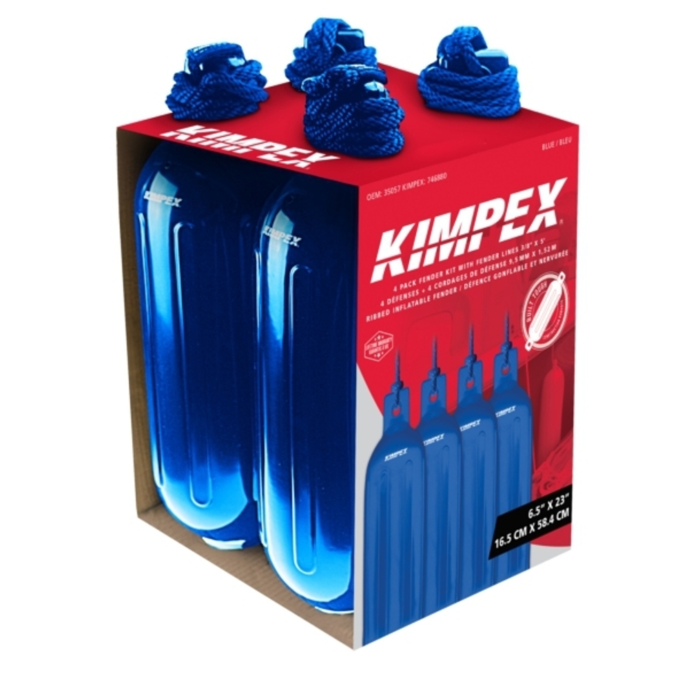 Комплект кранцев с шнурами Kimpex  (4 шт), 584х165 см, синие