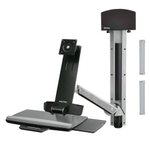 Крепление "Рука" Ergotron StyleView Sit-Stand Combo System с подставкой для клавиатуры, мыши и с малым держателем CPU(45-273-216 / 45-273-026), Серебряный