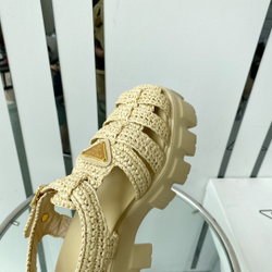 Prada Monolith Crochet Cage Sandals