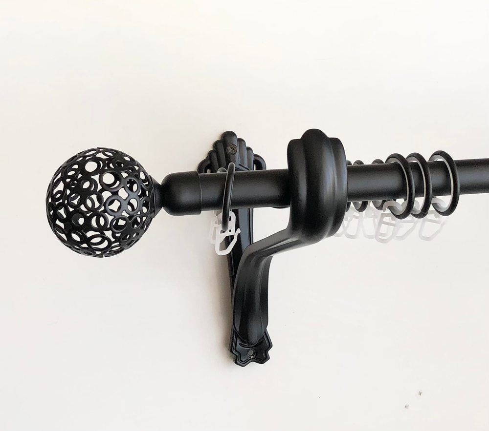Карниз кованый консольный Шар ажурный d20/16 двухрядный, цвет черный