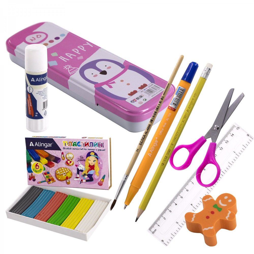 Набор для первоклассников Alingar "Единорожка", 34 предмета, картонная упаковка