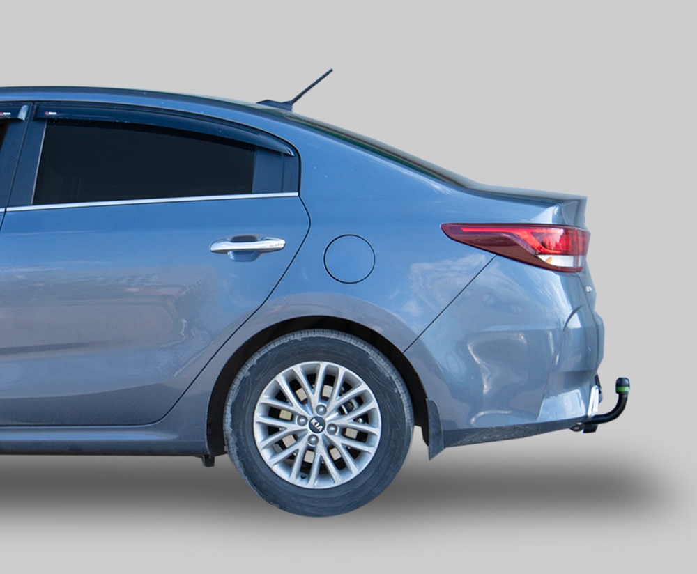 Фаркоп Лидер-плюс для Kia Rio IV рестайл (FB) седан 2020-2022, Solaris KRS 2024- без снятия и выреза бампера. Нагрузки: 1200/75 кг, (без электрики в комплекте) - K135-A