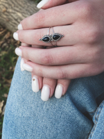 Кольцо ОТРАЖЕНИЕ-2, серебро/оникс