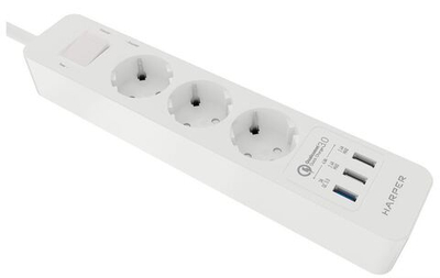 Удлинитель с USB зарядкой HARPER UCH-420 White QC3.0