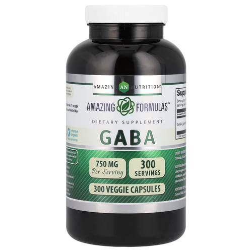 Amazing Nutrition, ГАМК, 750 мг, 300 растительных капсул