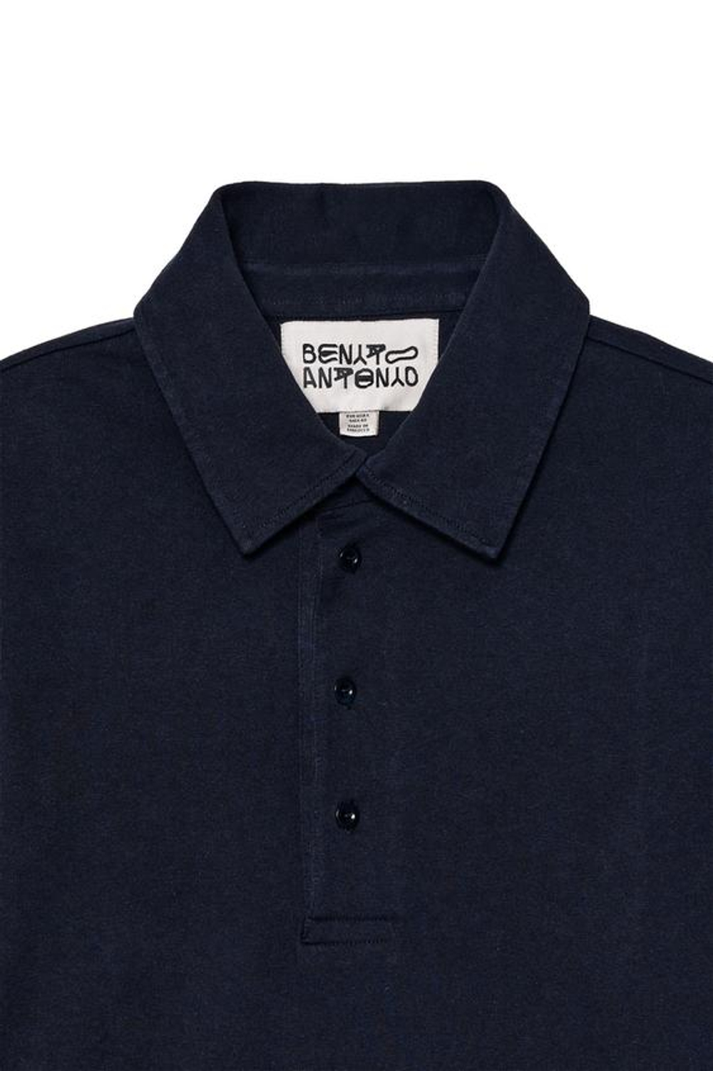 ZARA X BENITO ANTONIO ХЛОПКОВАЯ ФУТБОЛКА-ПОЛО С ДЛИННЫМИ РУКАВАМИ, СИНИЙ
