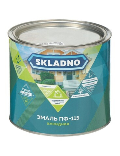 Эмаль Skladno ПФ-115, хаки, 1,8 кг