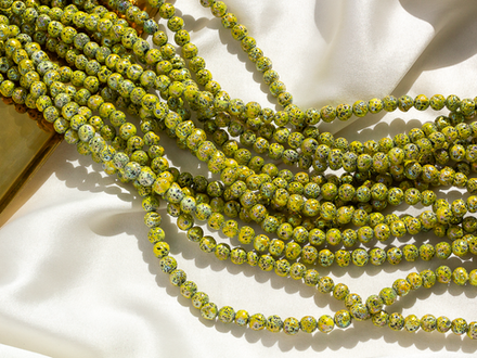 Нить бусин из лавы с радужным покрытием, 6,6мм