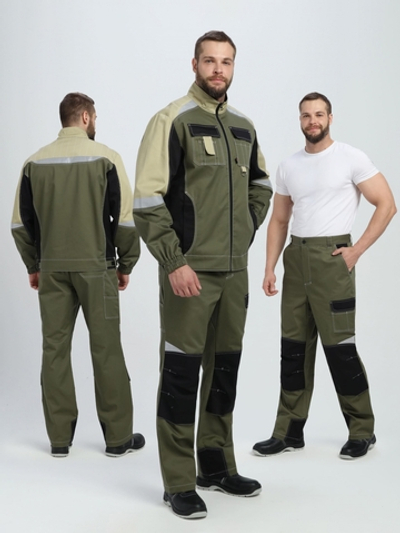 Костюм Вектрон-1 (тк.Смесовая МВО,240) брюки, хаки/черный/бежевый