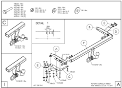 Фаркоп оцинкованный Galia T053A для Toyota Corolla Verso 2004-2009(паспорт и сертификат в комплекте)(без электрики)