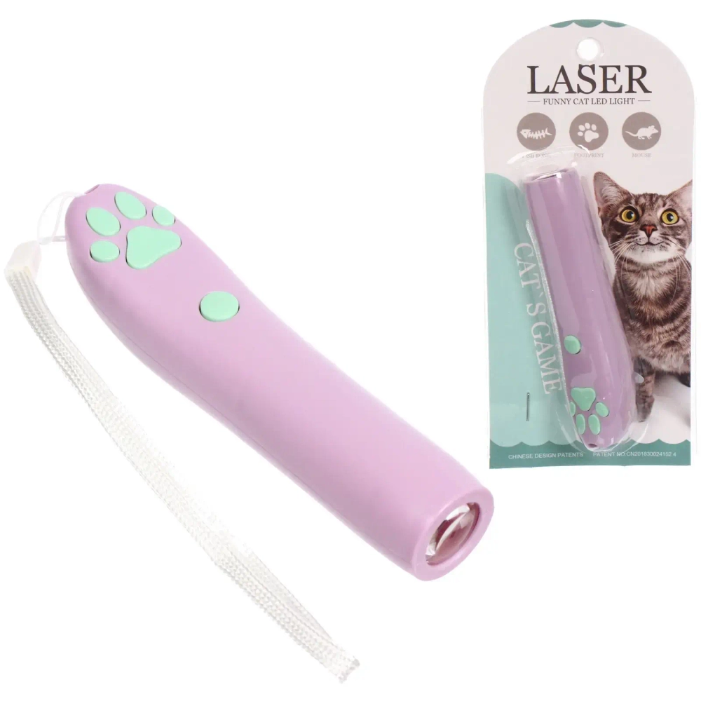 Лазерная указка для кошек «Лапка - Царапка», цвет сиреневый,1 режим, 16,2*2,6см (работает от 3 батареек AG13)