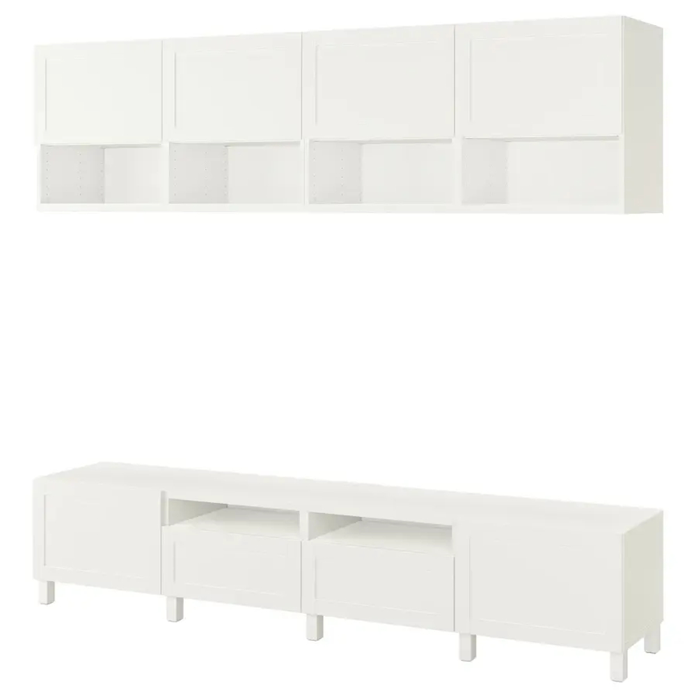 Шкаф для ТВ - IKEA BESTÅ/BESTA, 240x42x230 см, белый, Бесто ИКЕА