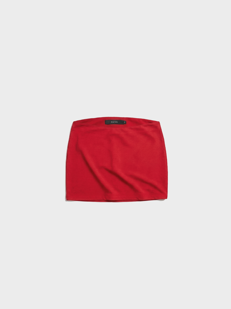 RED MINI SKIRT WITH SHORTS