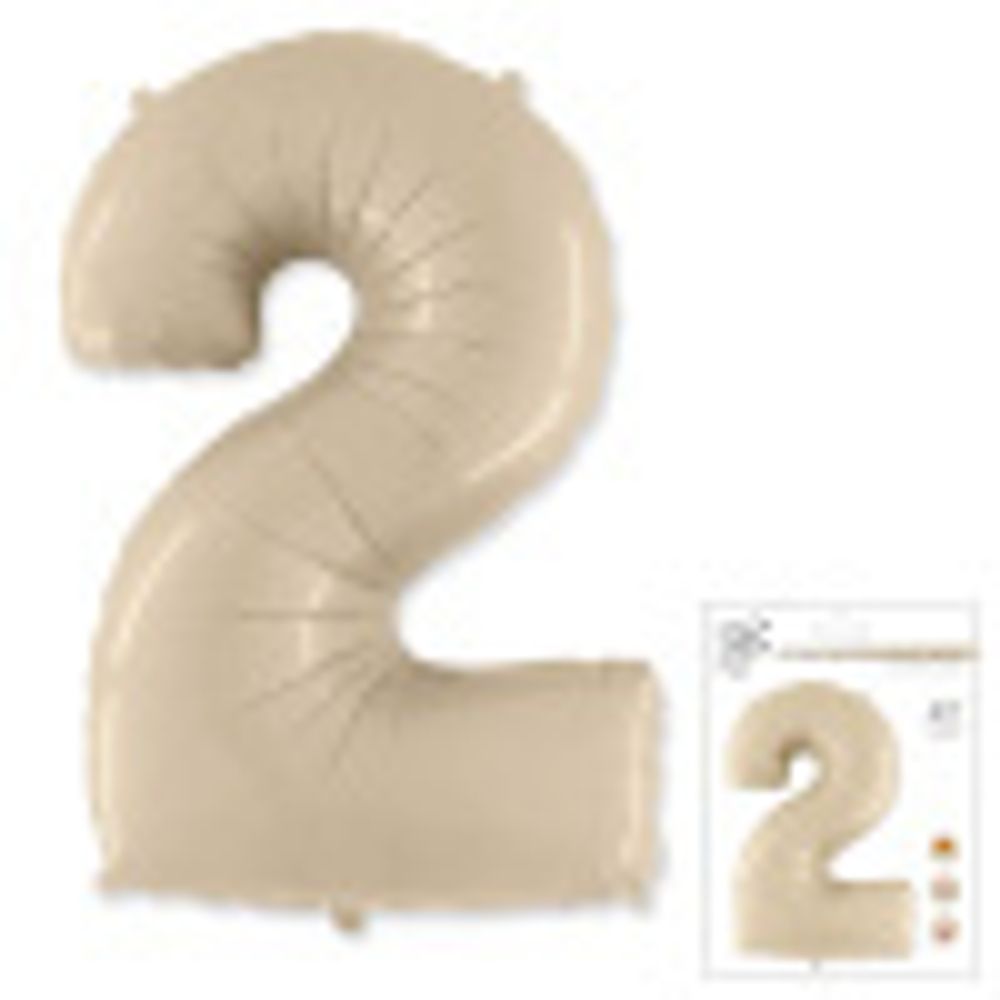 FM Шар 40'' / 102 см "Цифра 2" Кремовый (БГ-60)