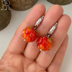 LEFIREL' Серьги серебряные женские "Морошка" с бусинами из муранского стекла / ювелирные украшения из родированного серебра 925
