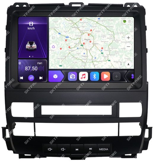 Магнитола для Toyota Land Cruiser Prado 120, Lexus GX470 (экран климата внизу) - Carmedia SF-9696-1 (большая рамка) QLed, Android 12, TS10, CarPlay, 4G SIM-слот