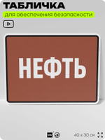 Табличка для обеспечения безопасности "Нефть", для производства, предприятия, организаций, 40х30 см, Silver Plane x Айдентика Технолоджи