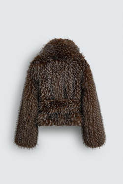 ZARA HARRY LAMBERT X DISNEY ШУБА ИЗ ИСКУССТВЕННОГО МЕХА , ТЕМНО-КОРИЧНЕВЫЙ