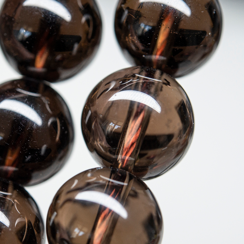 Раухтопаз (дымчатый кварц) натуральный, бусины в форме шара 9,7-10мм