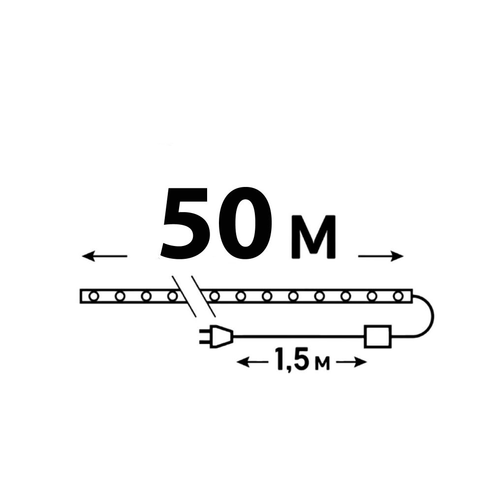ULD-D50 50M-С08 IP44 RED Гирлянда светодиодная Дюралайт. 50м. С контроллером. Красный свет. Провод черный. ТМ Uniel