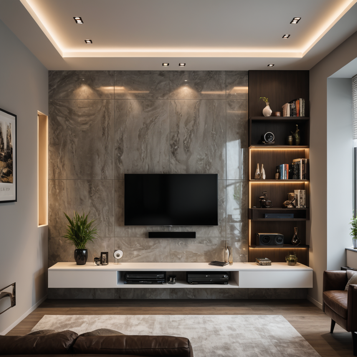 Создание мультимедийных ниш из гипсокартона: интеграция техники и подсветки.