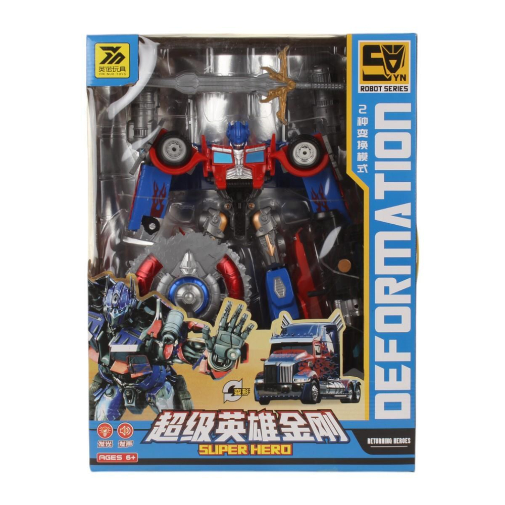 Трансформер-робот, красно-синий, коробка YND666-60