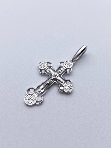 Крест из серебра/Родий/С подвижным ухом