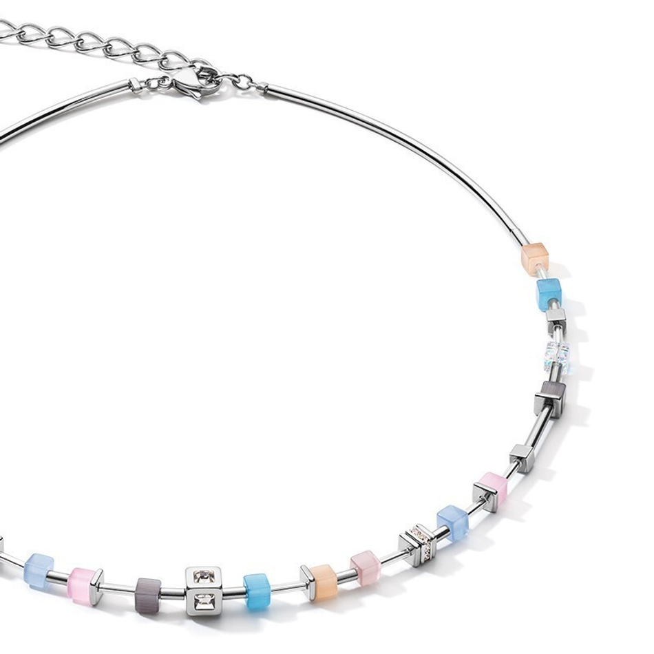 Колье Coeur de Lion Fine Pastel Blue-Rose 5028/10-0719 цвет розовый, серебряный, голубой, серый