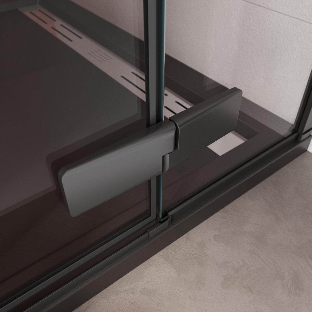 Душевая дверь Cezares LINER-B-12-90-C-NERO-R, 90х195, правосторонняя, профиль черный матовый, стекло прозрачное