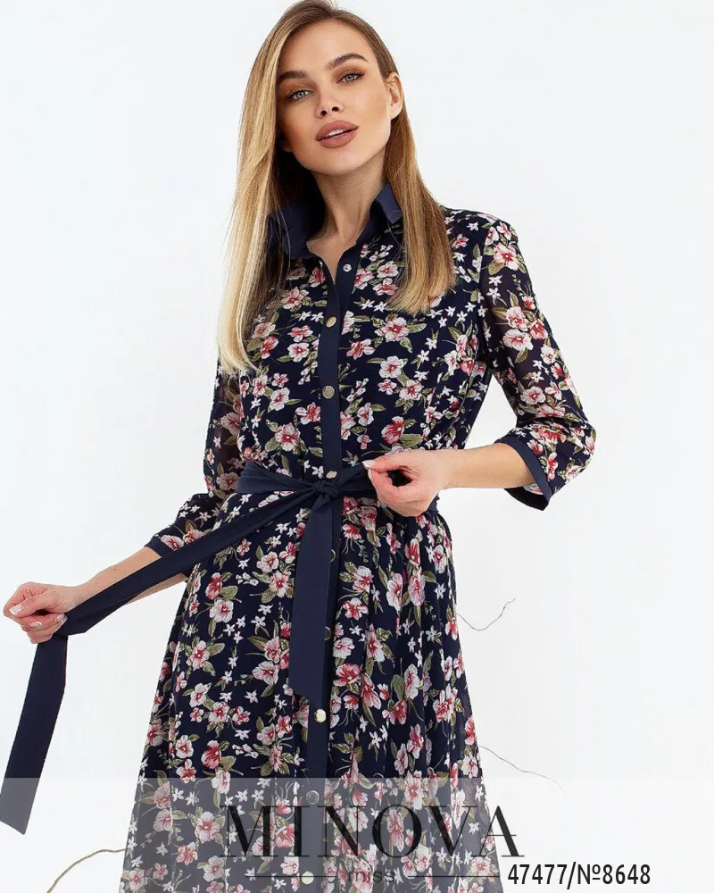 Платье 8648-тёмно-синий Minova