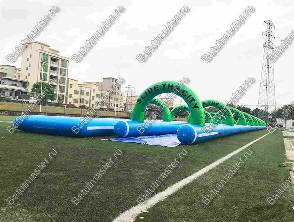 Водная горка без надувного дна, на подкачке ТУРБО "Хит",одинарная, 50*2*2 м