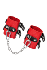 Красно-черные мягкие наручники с двумя ремешками с люверсами (Цвет: красный)