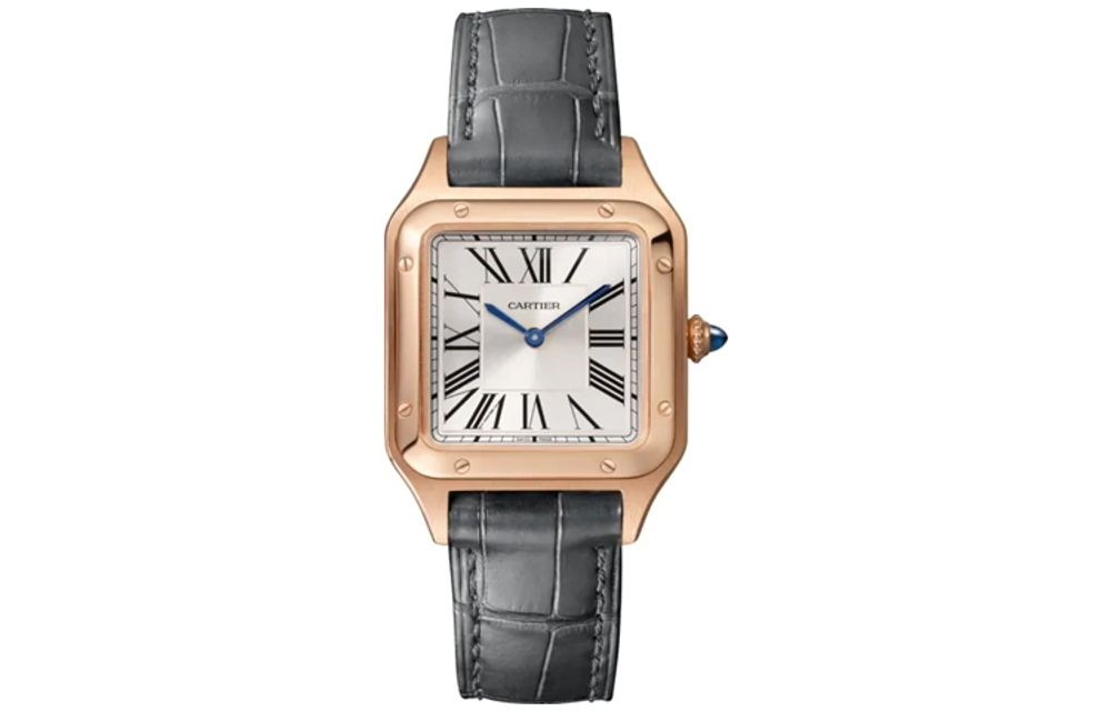 CARTIER SANTOS DE Quartz Movement Women"s Watch 27.5*38mm White Dial 18K Rose Gold Watch Case