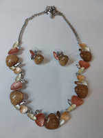 Комплект бижутерии.Набор, комплект серьги и колье "Морская фантазия"