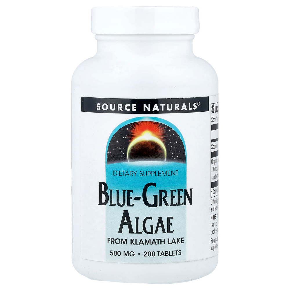 Source Naturals, сине-зелёные водоросли, 500 мг, 200 таблеток