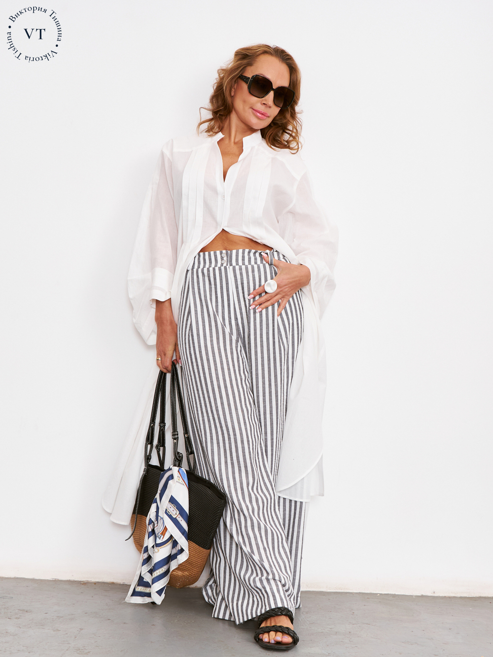 Брюки летние женские, Модный дом Виктории Тишиной, Жади, размер 52