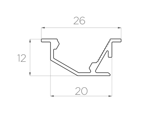 Профиль врезной алюминиевый LC-LPV-1226-2 Anod