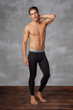 Мужские спортивные тайтсы с пришивным поясом (Размер: XL) (Цвет: черный)