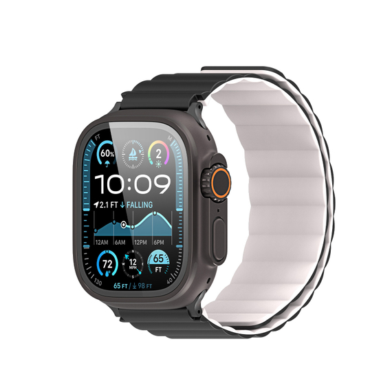 Ремешок магнитный двухсторонний от Dux Ducis для смарт часов Apple Watch 42, 44, 45, 46, 49мм, серия SD Series (два цвета Black/Starlight)