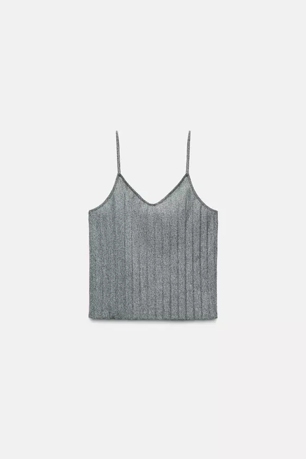 ZARA ТОП ИЗ МЯГКОЙ ТКАНИ С ПЛИССИРОВКОЙ, СЕРЫЙ С МЕЛАНЖЕВЫМ ЭФФЕКТОМ