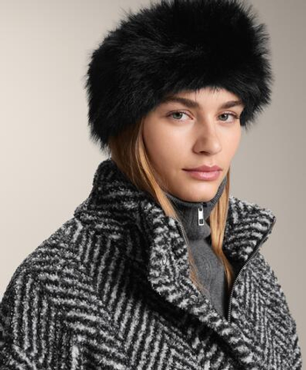 Oysho Повязка на голову из искусственного меха, черный