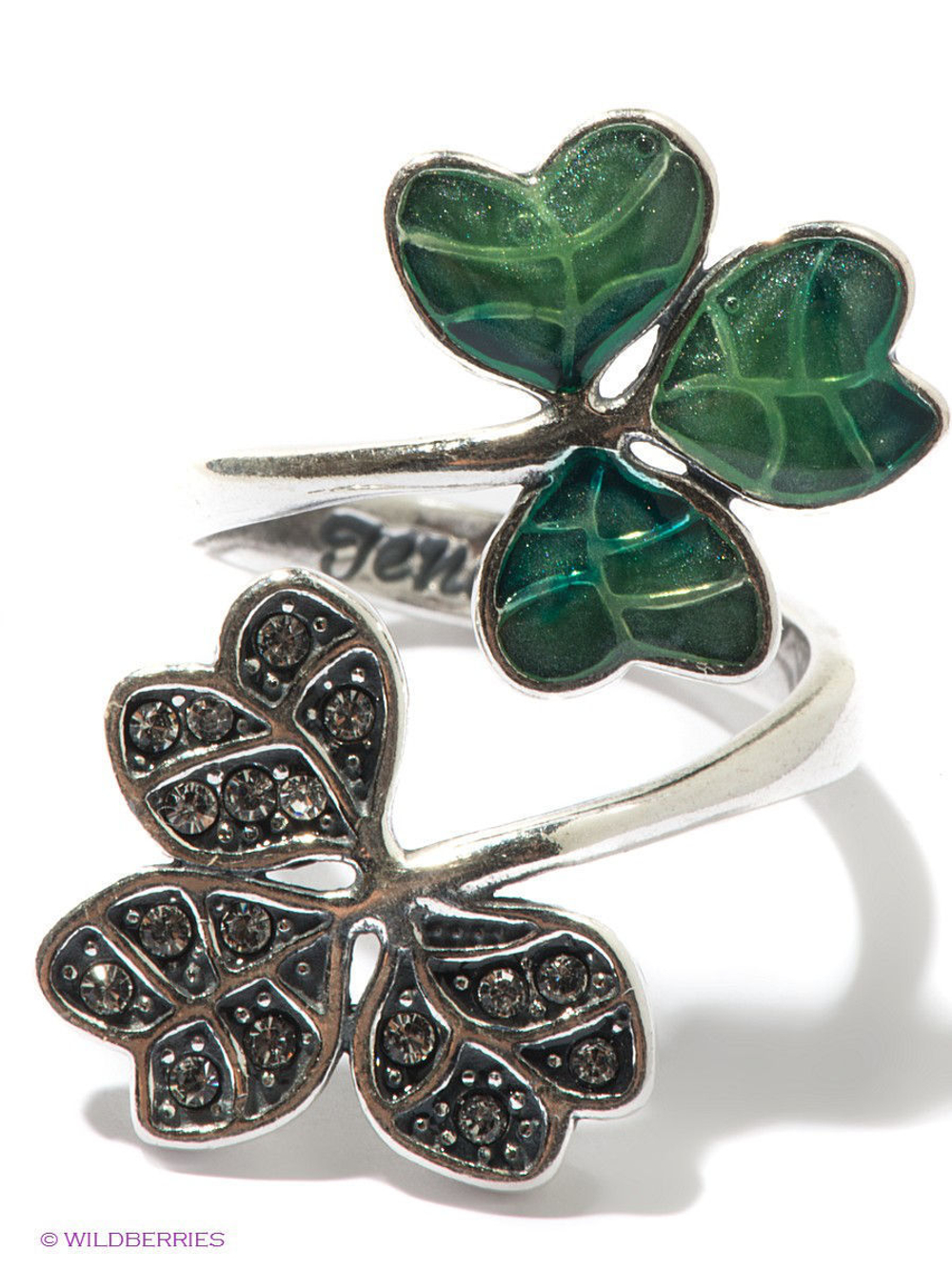 "Трифоли" кольцо в серебряном покрытии из коллекции "Trifolium" от Jenavi